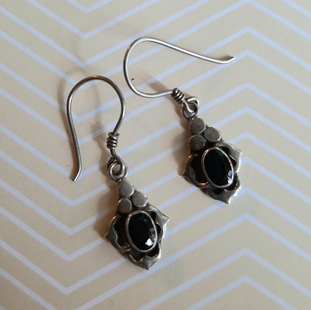 Stirling silver black earrings
